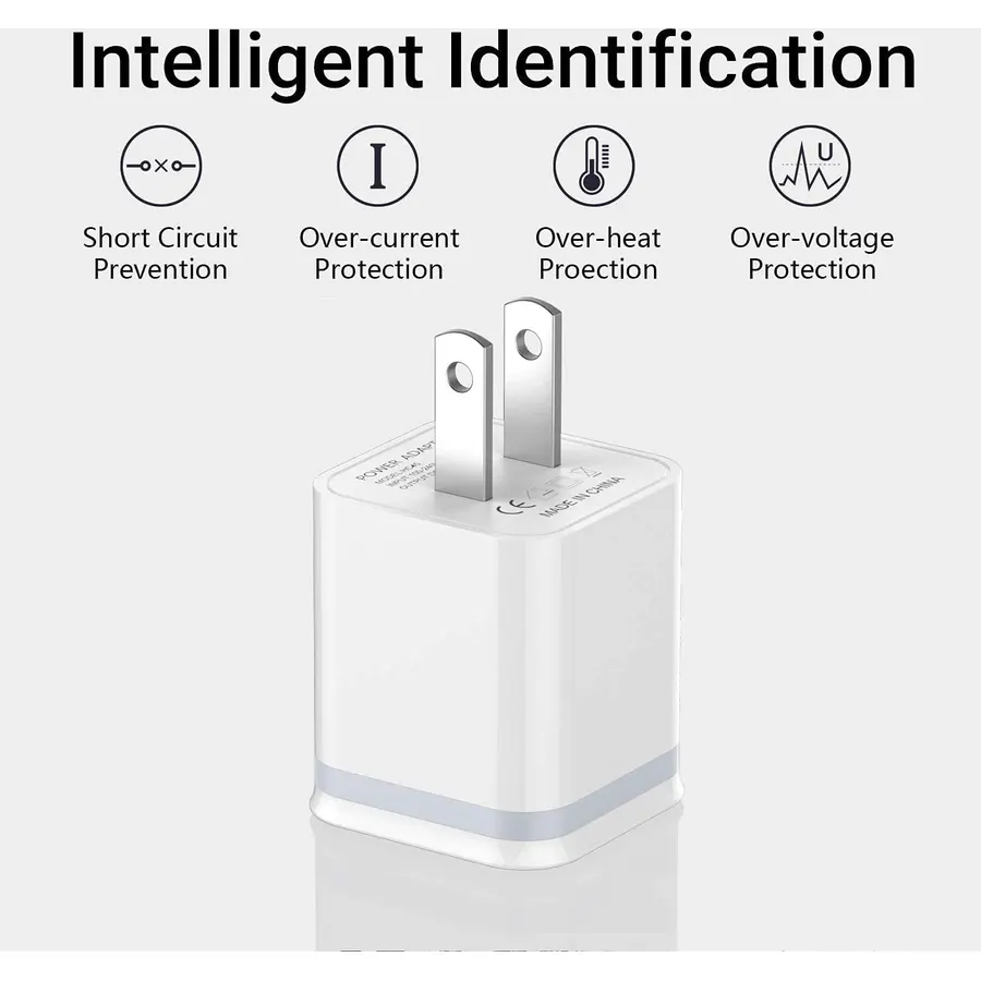 1-Pack 2.1A 5V Dual Port USB Wall Charger, USB Cube Power Charging Plug Brick Adapter for iPhone 14 13 12 11 Pro Max XS XR X 8 7 6 Series, Galaxy, LG, Moto, Android Smartphones