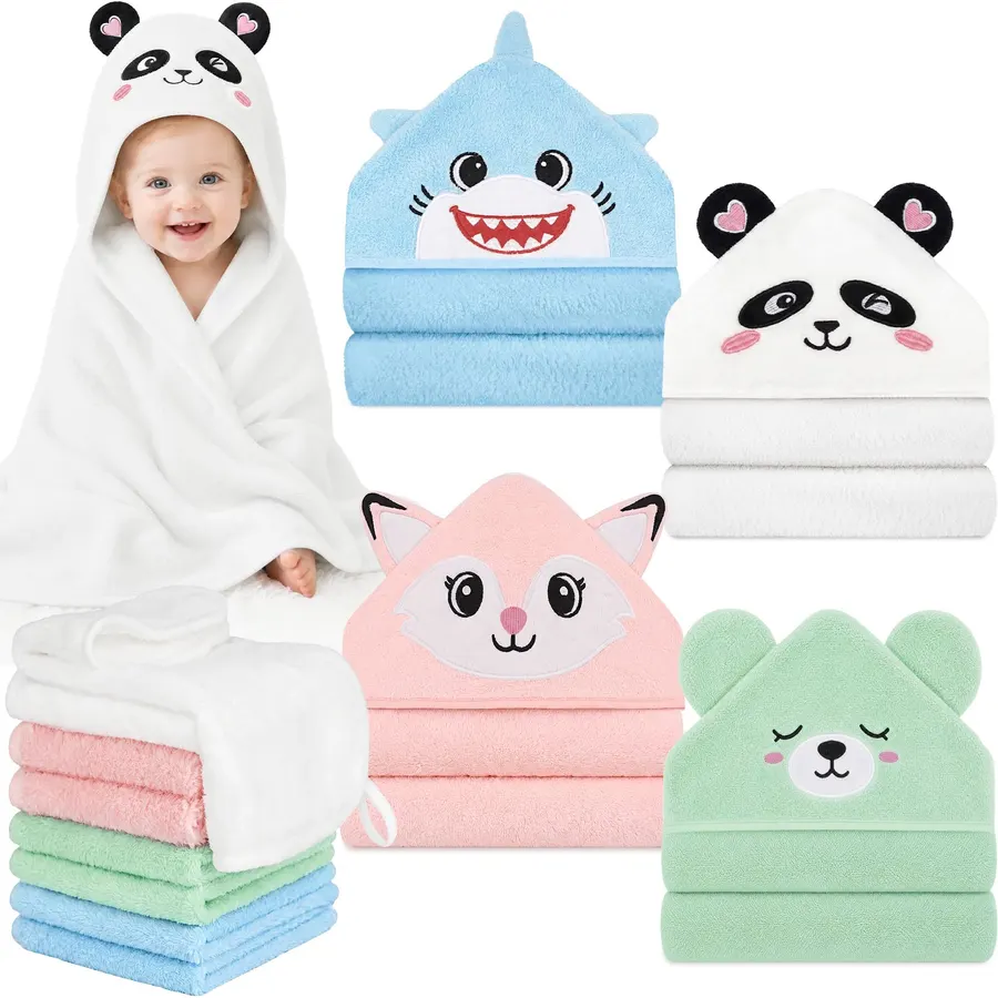 12 PCS Baby Bath Towels Set, Baby Towels for Newborn Bath Essentials Gifts