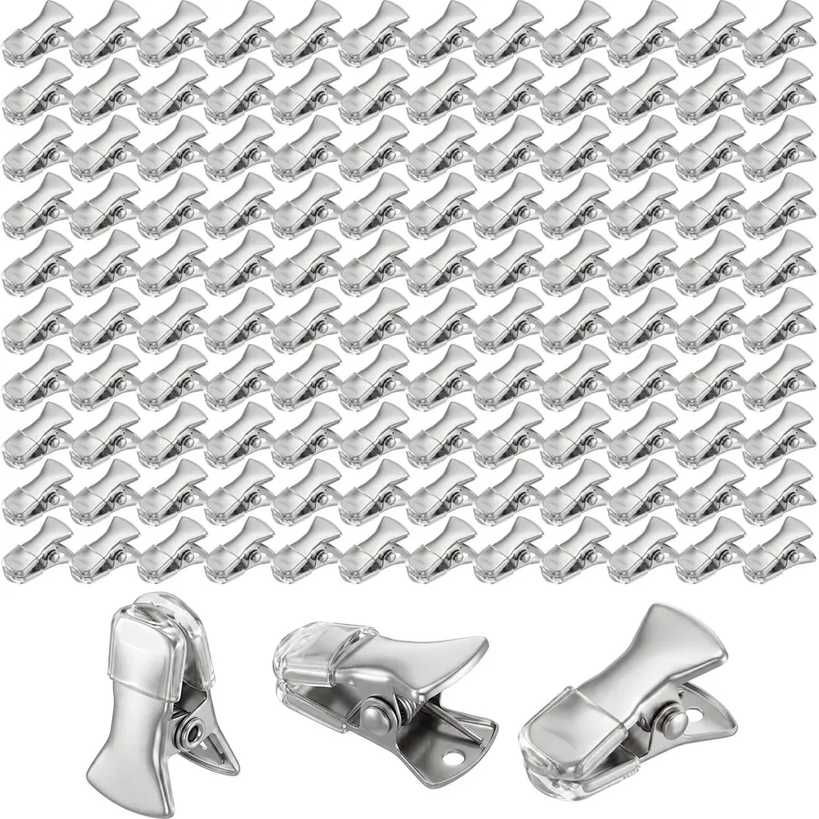 120 Pieces Small Alligator Clips for Crafts, 0.78×0.3 Inches Non-Slip Small Metal Alligator Clips Suitable Paper, Badge Holders, Glass ES Accessories, Clothing, Jewelry, Silver