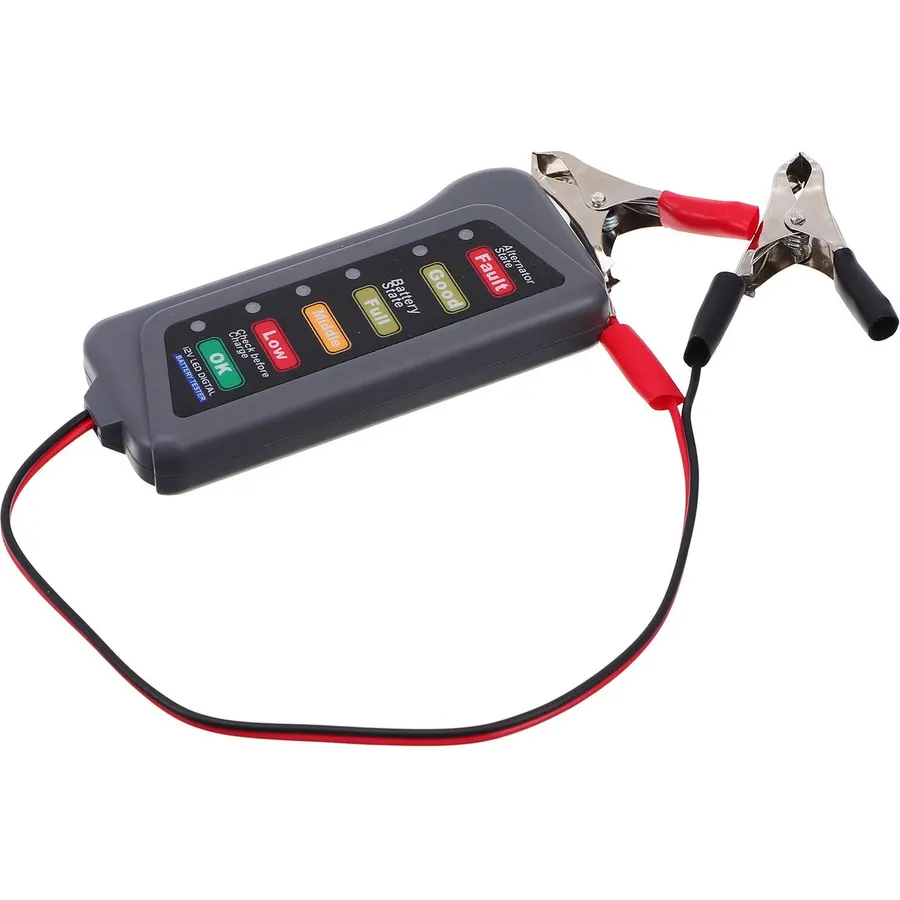 12v 15a Automotive Battery Tester with 6-led Display and Clips