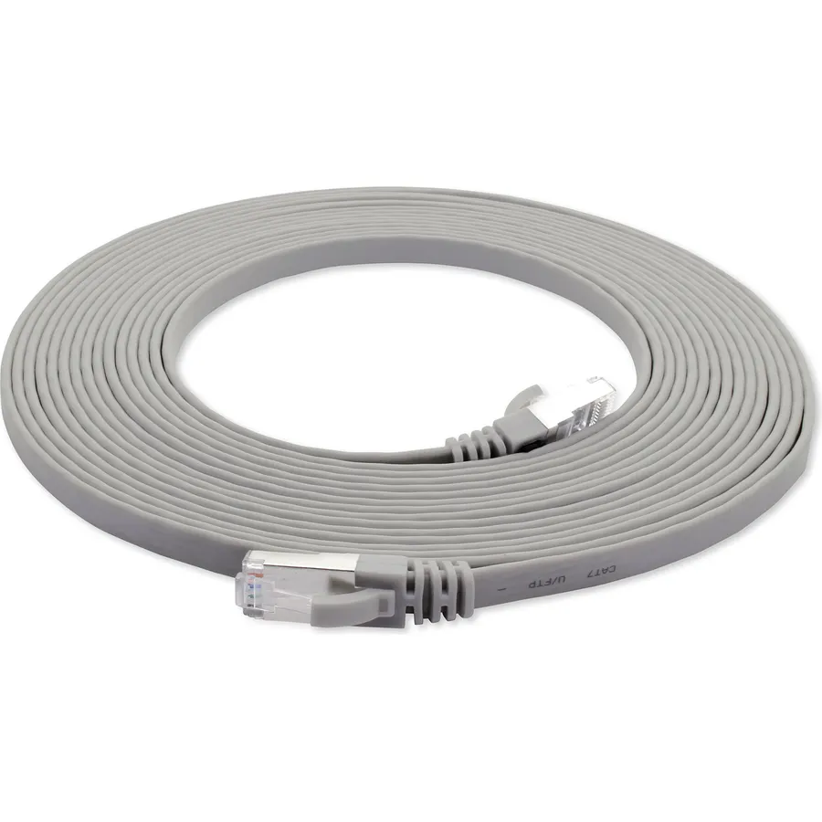 1aTTack.de 5m - Grey - 1 Piece CAT.7 Ethernet Gigabit LAN Cable (HIGH Speed Flat Networkcable) 600 MHz, 10000 Mbit/s, Slim, patchkabel (compatibel with CAT5 CAT5e CAT6 CAT6a Cat8) Ribbon