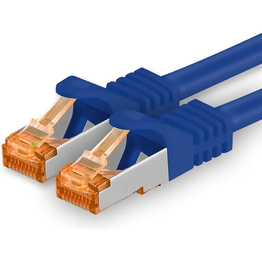 1aTTack.de Cat.7 ethernet Cable 15m - Blue - 1 Piece - Cat7 LAN Network 10GBASE-T - 10000 Mbps (Sftp Pimf) Double Shielded patchcable RJ45 Plug Cat.6a