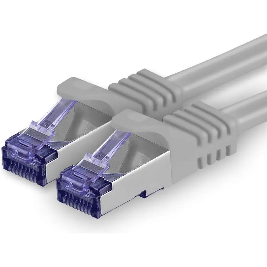 1aTTack.de Cat.7 LAN ethernet Cable 10m - Grey - Cat7 LAN Network 10GBASE-T - 10000 Mbps (Sftp Pimf) Double Shielded patchcable RJ45 Plug Cat.6a