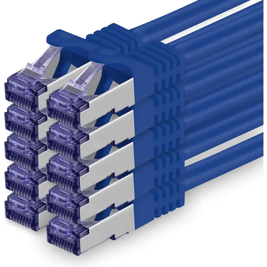 1aTTack.de Cat.7 LAN ethernet Cable 2m - Blue - Cat7 LAN Network 10GBASE-T - 10000 Mbps (Sftp Pimf) Double Shielded patchcable RJ45 Plug Cat.6a