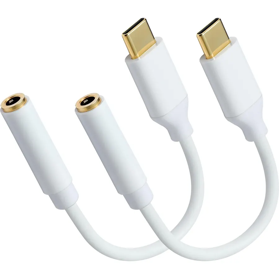 2 Pack USB C to 3.5mm Audio Adapter, USB C to Aux Female Dongle Cable Cord