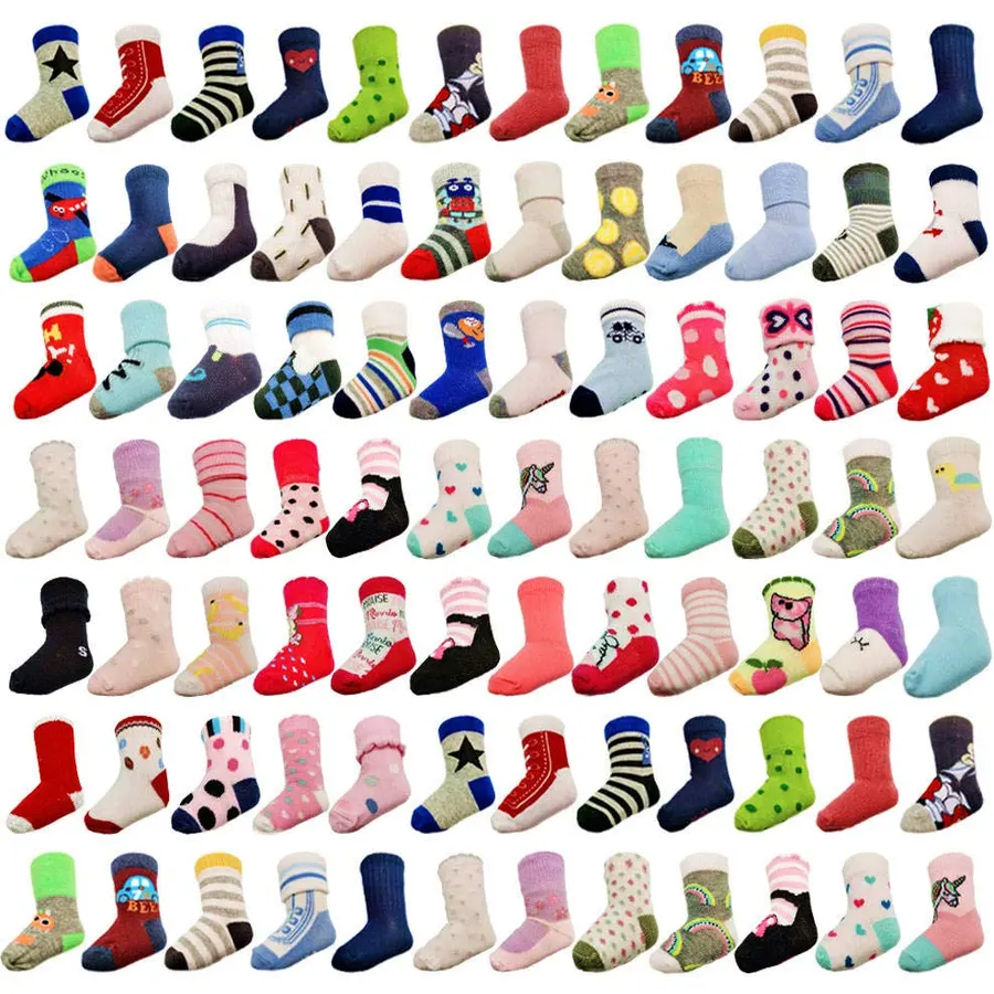 20 Pairs Baby Boy Girl Socks Wholesale Cotton Socks Bundle (Pattern at Random)