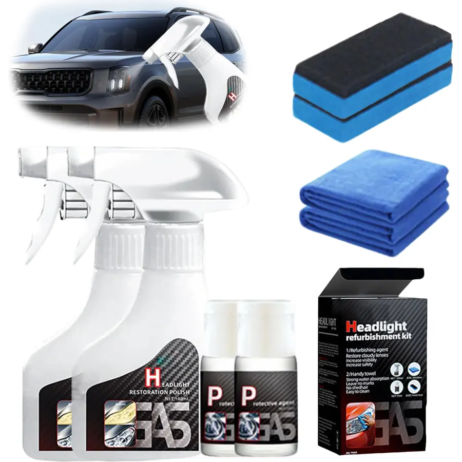 2026 Car Headlamp Restoration Fluid Universal Polishing Repair Kit (2 Set)