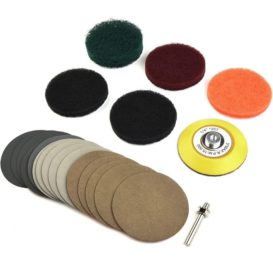 21PCS 3 Headlight Restoration Kit With Polishing Pads And Sandpaper Drill