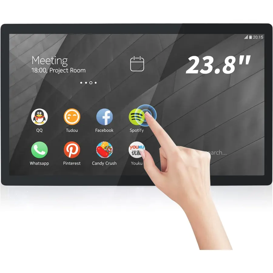 23.8 inch Android 14 Touchscreen Monitor Tablet, 16:9 FHD 1080P, WiFi & BT, Built-in Speakers, RK3576 4GB RAM & 32GB ROM, Smart Board for Classroom, Meeting & Game