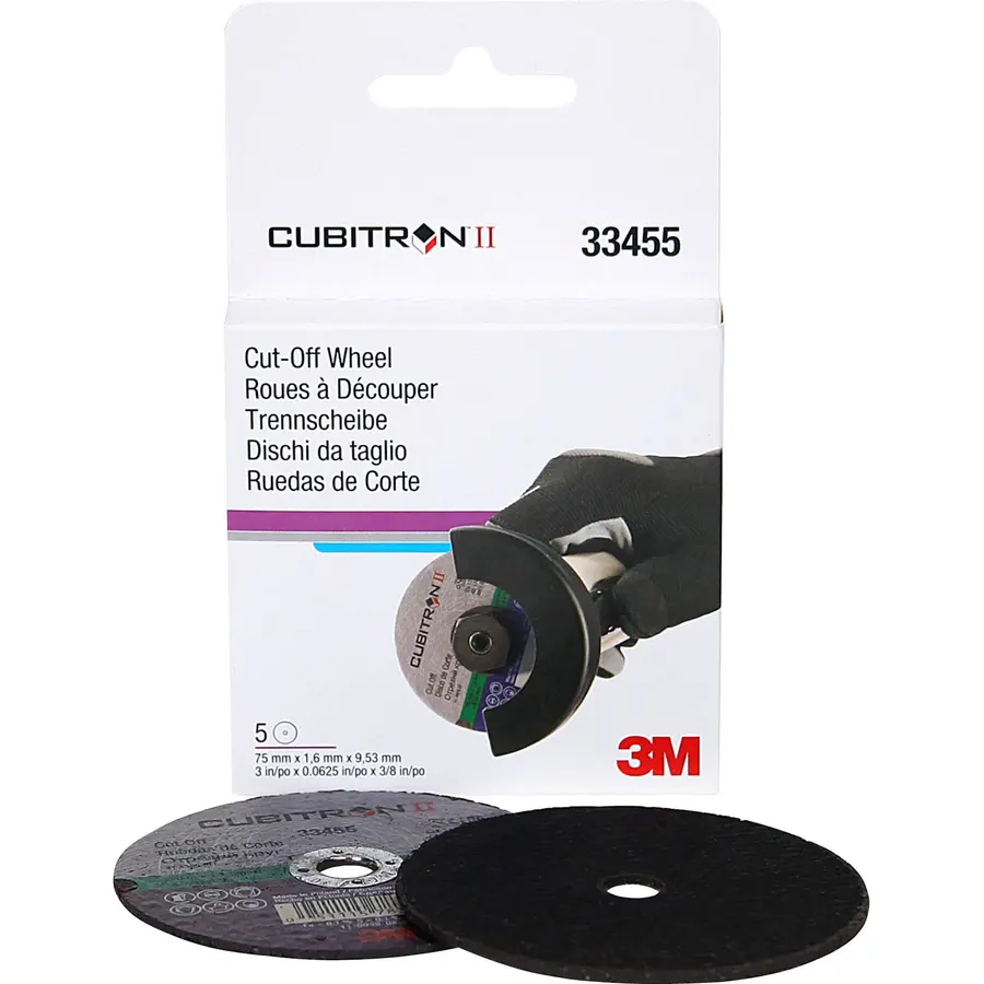 3M Cubitron II Cut-Off Wheel, 33455, 3 in, .0625 in x 3/8 in, 5 Pack, High Performance, Fast Cutting, Long Lasting