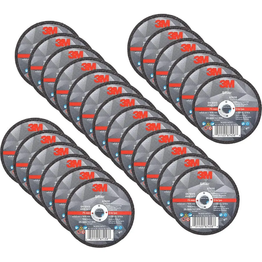 3M Silver Cut-Off Wheel, 87458, 60+, T1, 3 in x 0.035 in x 3/8 in