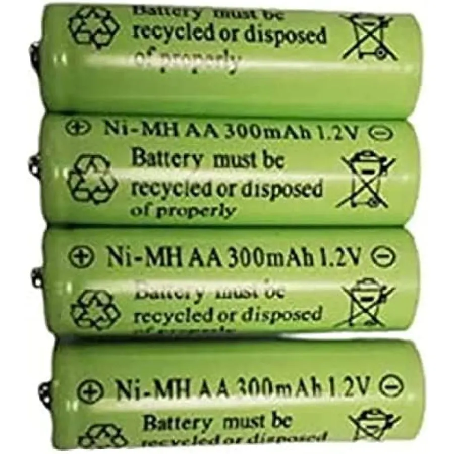 【4pcs】 Rechargeable Battery AA Rechargeable Solar Batteries 300mAh 1.2V NI-MH Garden Lights (AA Battery Size: 14.5×50.5mm)