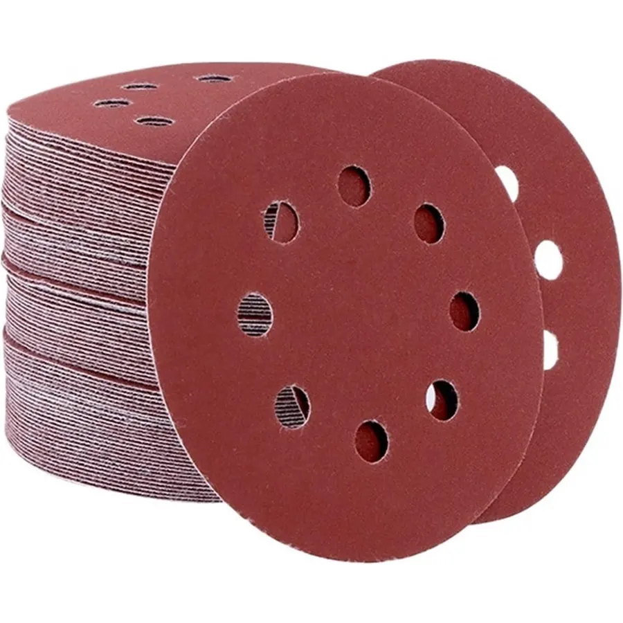 5/10/100pcs 5" 125mm 8 Hole Hook Loop Sanding Discs Sandpaper Pads Set 60Grits ~ 2000Grits Sander Disc Abrasive Polishing Tools(120 Grits,50pcs)