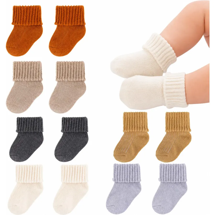 6 Pairs Baby Newborn Toddler Merino Wool Socks Winter Thermal Cuffs
