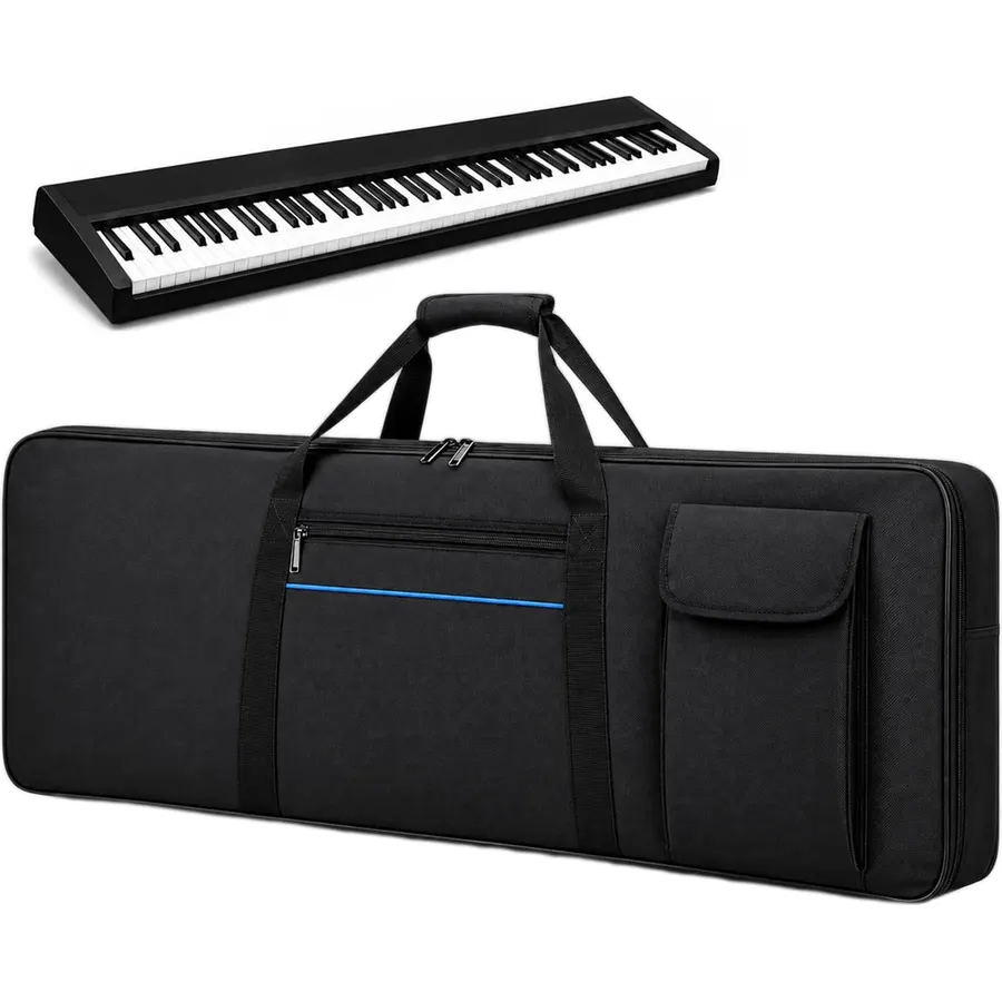 61 Key Keyboard Bag for Korg Pa300, Padded Keyboard Carrying Case with Zipper, Shoulder Straps, Handle, Storage Pocket, Water-Resistant Oxford Fabric,M(98 x 41 x 14cm)