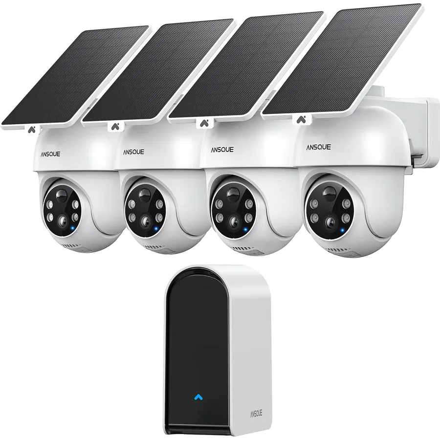 Solar Panel Security Cameras Wireless Outdoor - Battery Powered Cameras for Home Security WiFi Camera Surveillance Indoor System Floodlight Night Vison Alarm Motion Sensor Light Door Cam