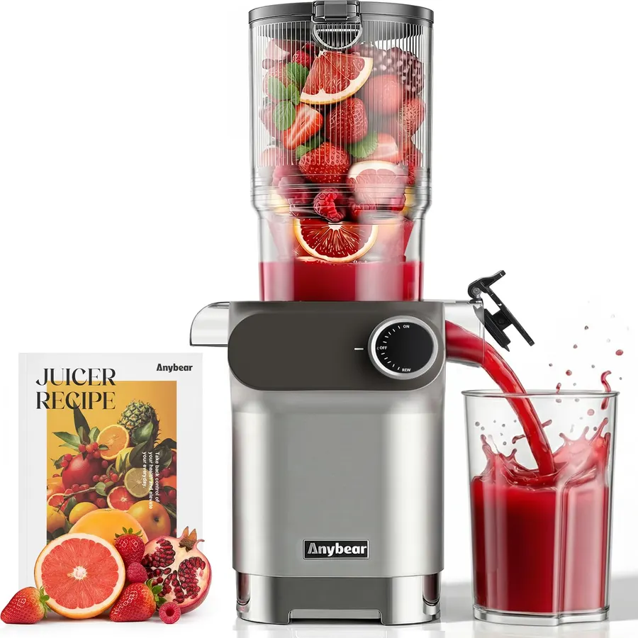 Anybear 200W Slow Juicer Large Feed Chute, BPA-Free, Juice Recipes