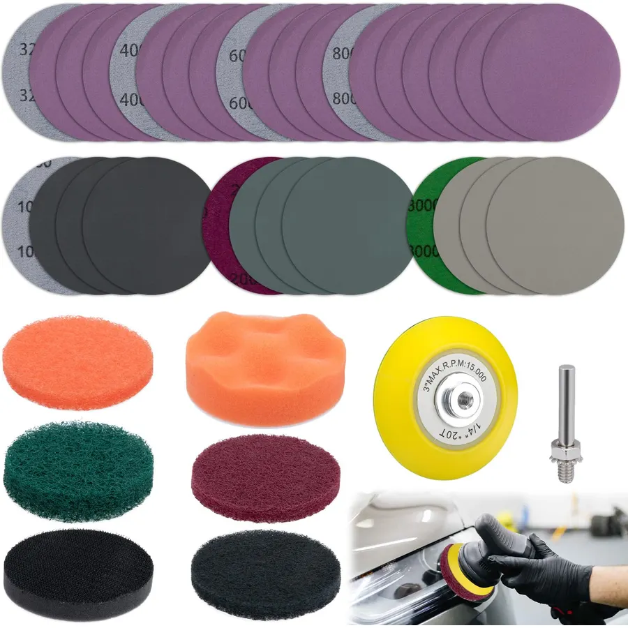 BFXM 38Pcs Car Headlight Restoration Kit, 3 Inch Headlight Polishing Kit