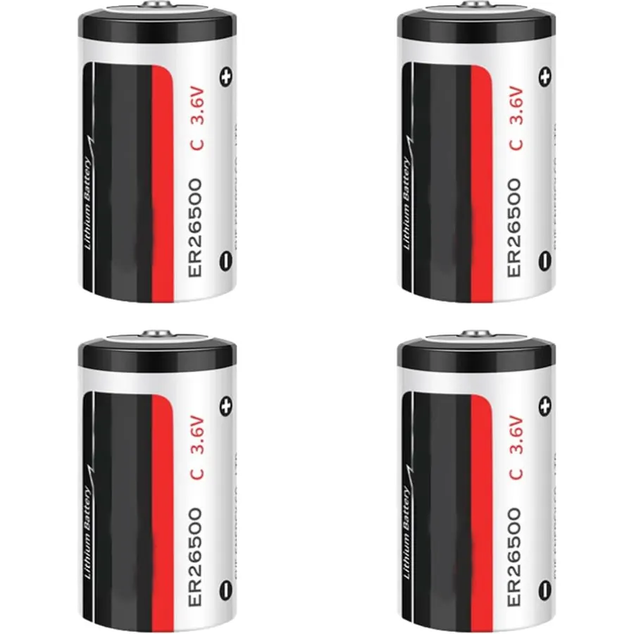 (4-Pack) ER26500 3.6V 8500mAh C Size Non-Rechargeable Lithium Battery