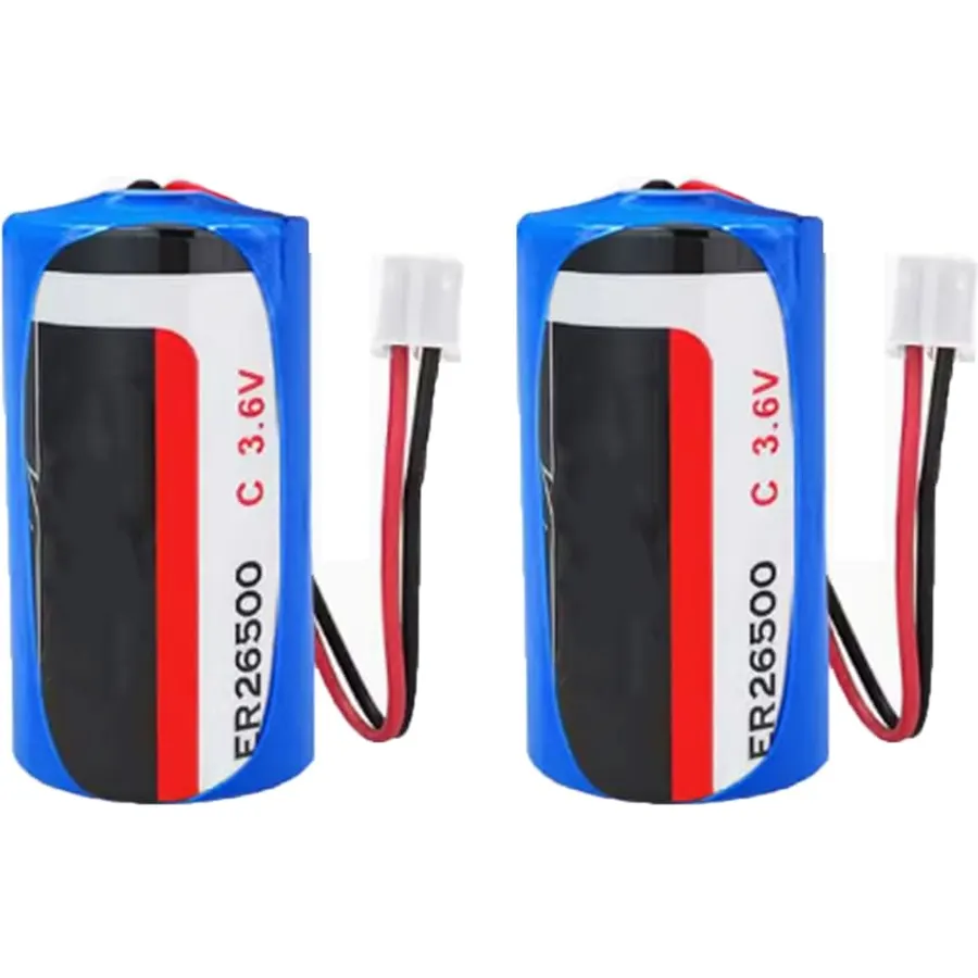 (2-Pack) ER26500 3.6V 8500mAh Size C Non-Rechargeable Lithium Battery (with 2.0 White Plug)