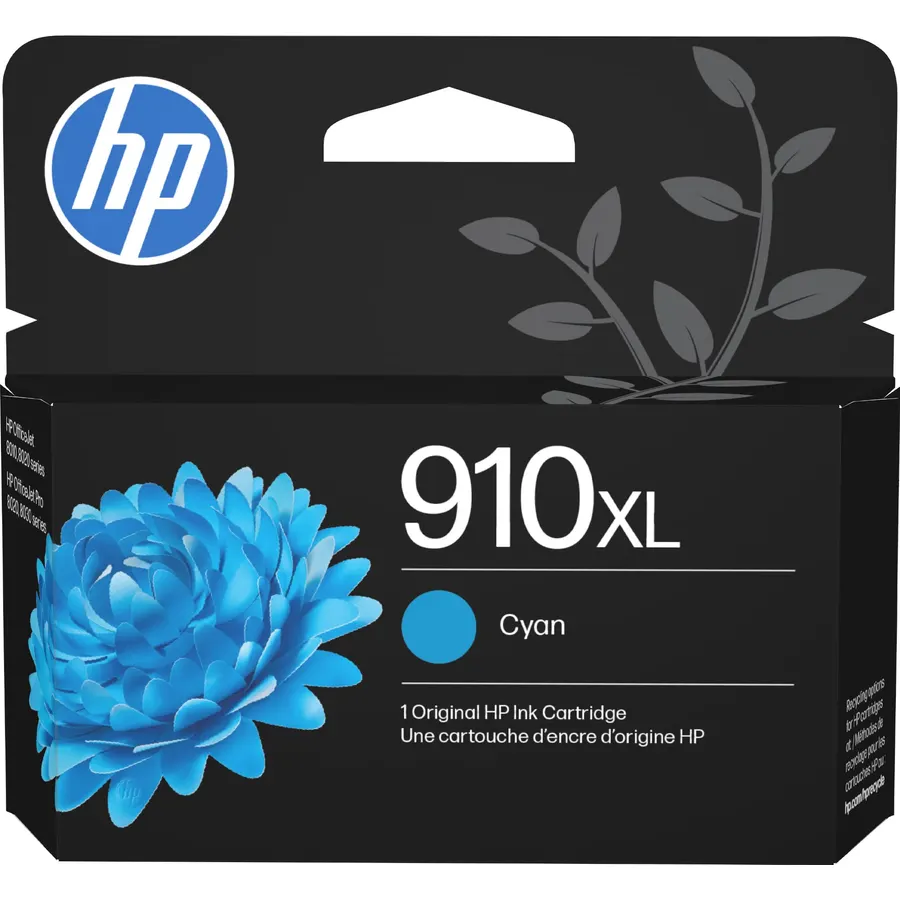 HP 910XL Cyan High-Yield Ink Cartridge | Works with OfficeJet 8010, 8020, Pro 8020, 8030 | Eligible for Instant Ink | 3YL62AN