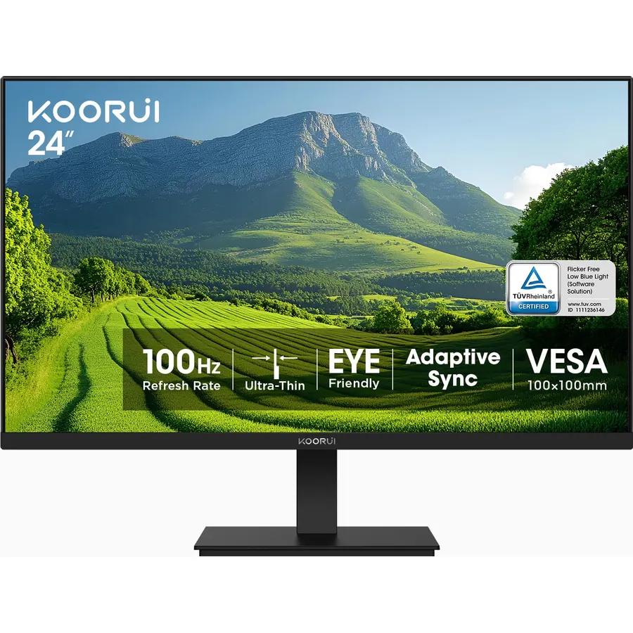 KOORUI 24-inch Computer Monitor FHD 100Hz VA, HDMI/VGA, Audio Out, 99% sRGB