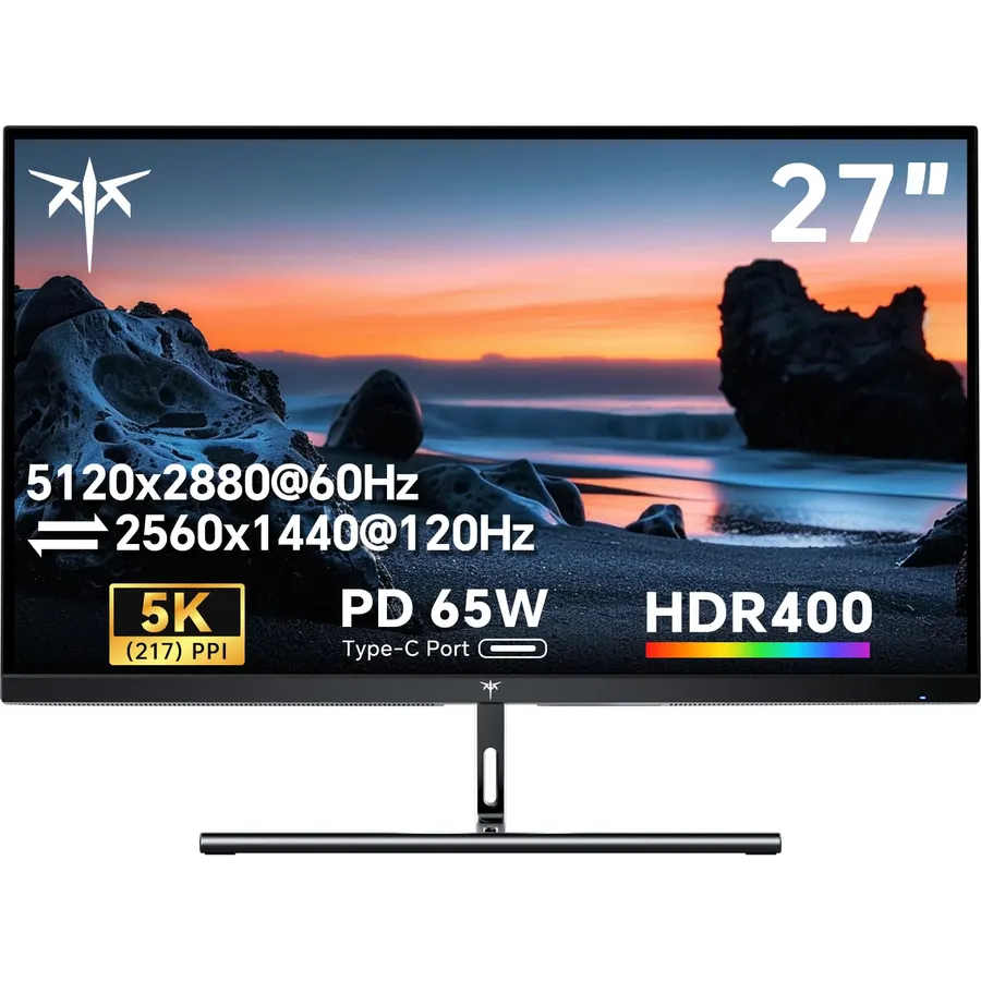 KTC 27 Inch 5K Monitor, 5120 x 2880 5K2K Monitor with 65W Type-C Port, Dual Mode Computer Monitors Compatible with Mac mini, IPS Panel, HDR 400, 217 PPI, 135% sRGB, HDMI DisplayPort, Tilt, H27P3