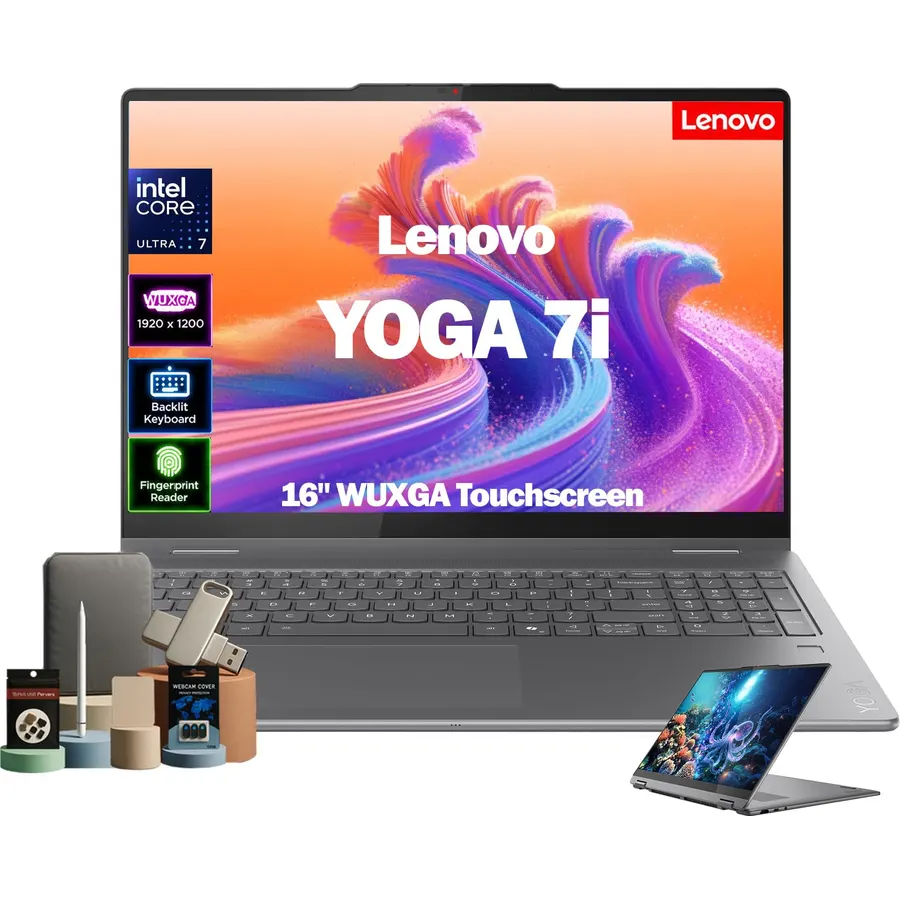 Lenovo Yoga 7i 2in1 Laptop, 16" 2K Touchscreen Intel Ultra 7 256V 16GB 1TB