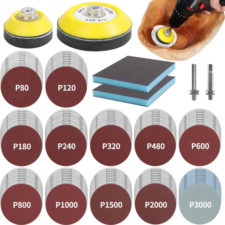 Pomsare 120 PCS 3 Inch Sanding Discs for Drill, 80-3000 Grit Assorted