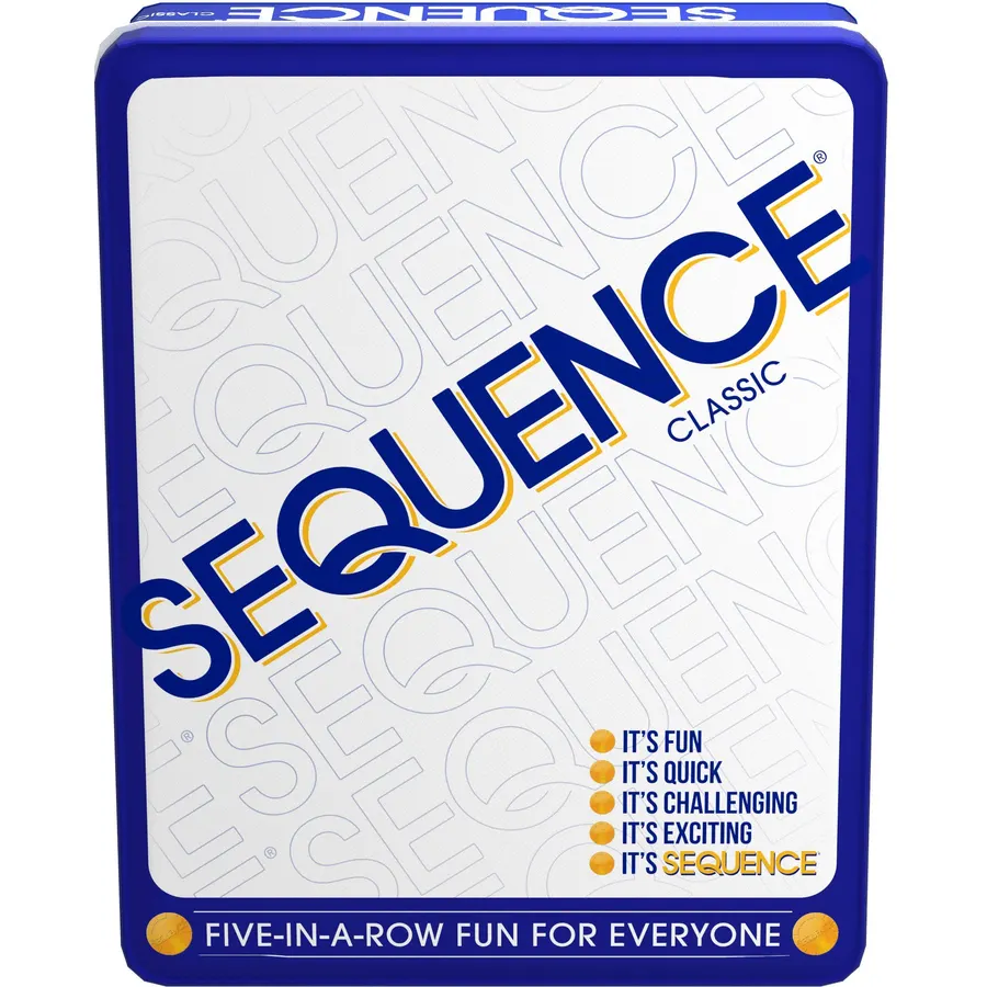 Sequence in a Tin - Five-in-a-Row Fun for Everyone by Jax, 2-12 Players