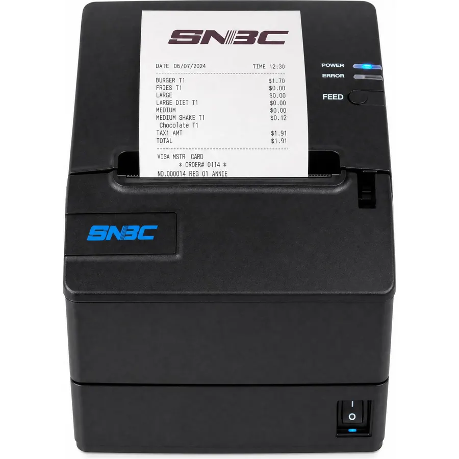 SNBC BTP-R180II Thermal Receipt Printer, USB/Serial/Ethernet, Black