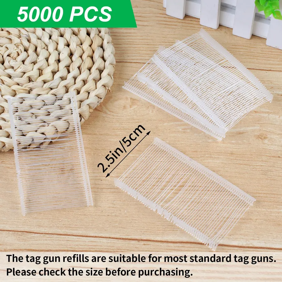Tagging Gun Fasteners, 5000 Pcs Plastic Tag Gun Refills, 2 in